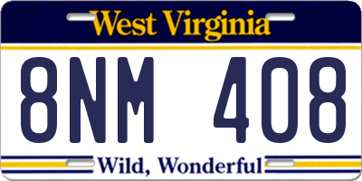 WV license plate 8NM408