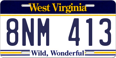 WV license plate 8NM413