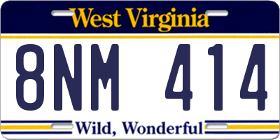 WV license plate 8NM414