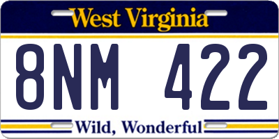 WV license plate 8NM422