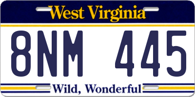 WV license plate 8NM445
