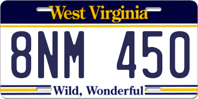 WV license plate 8NM450
