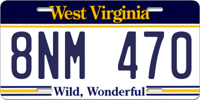 WV license plate 8NM470