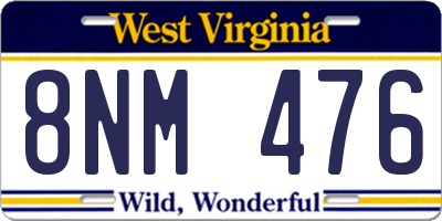 WV license plate 8NM476