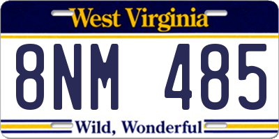 WV license plate 8NM485
