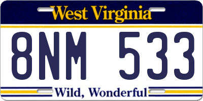 WV license plate 8NM533