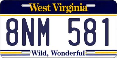 WV license plate 8NM581