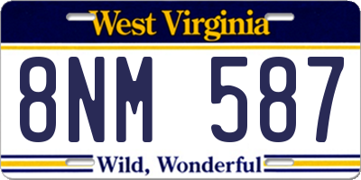 WV license plate 8NM587