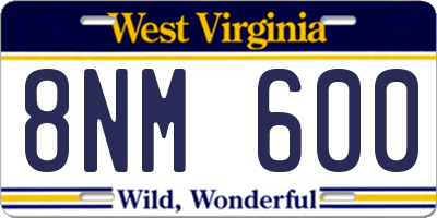 WV license plate 8NM600