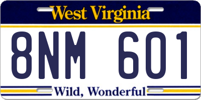 WV license plate 8NM601