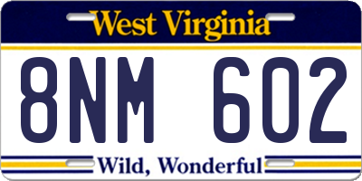 WV license plate 8NM602
