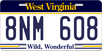 WV license plate 8NM608