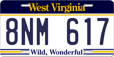 WV license plate 8NM617