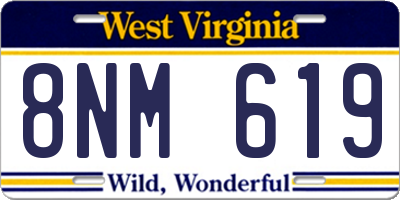WV license plate 8NM619