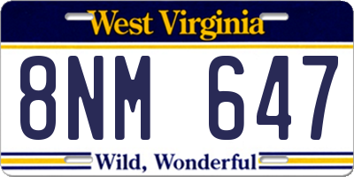 WV license plate 8NM647