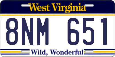 WV license plate 8NM651