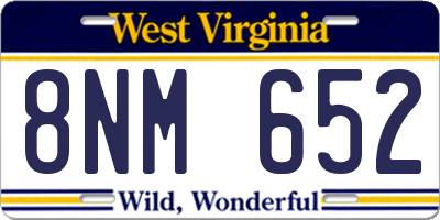WV license plate 8NM652