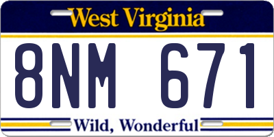 WV license plate 8NM671