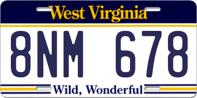 WV license plate 8NM678