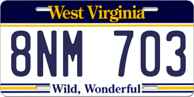 WV license plate 8NM703