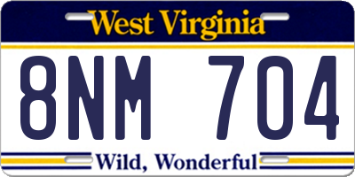 WV license plate 8NM704