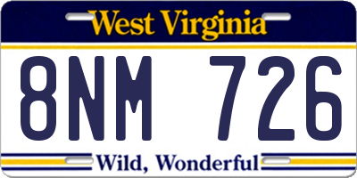 WV license plate 8NM726
