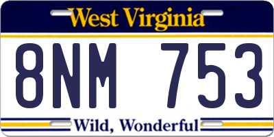 WV license plate 8NM753