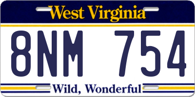 WV license plate 8NM754