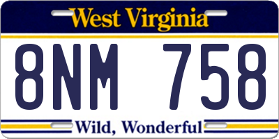 WV license plate 8NM758