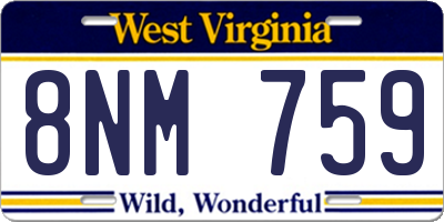 WV license plate 8NM759