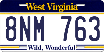 WV license plate 8NM763