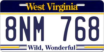 WV license plate 8NM768