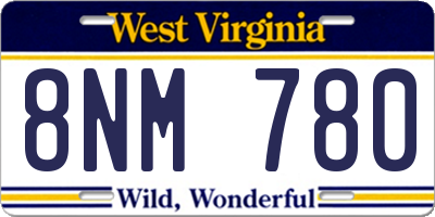 WV license plate 8NM780
