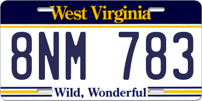 WV license plate 8NM783