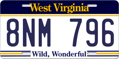 WV license plate 8NM796