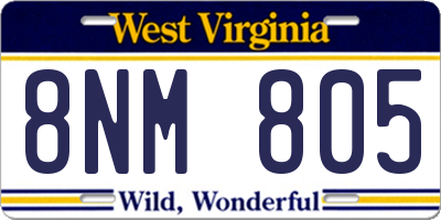 WV license plate 8NM805