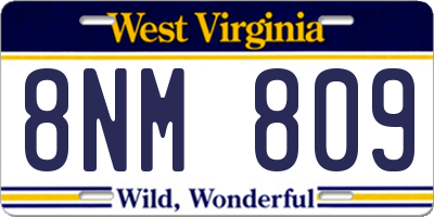 WV license plate 8NM809