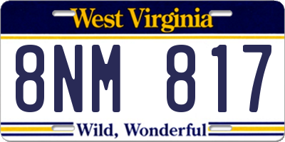 WV license plate 8NM817