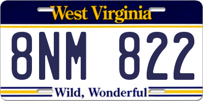 WV license plate 8NM822