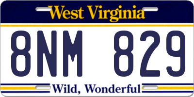 WV license plate 8NM829