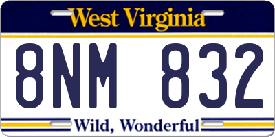 WV license plate 8NM832