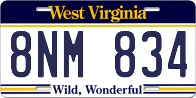 WV license plate 8NM834