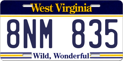 WV license plate 8NM835