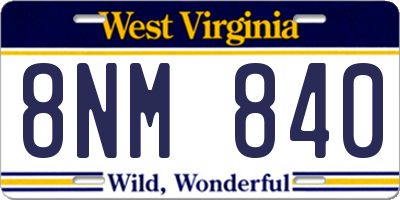 WV license plate 8NM840