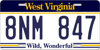 WV license plate 8NM847