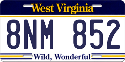 WV license plate 8NM852