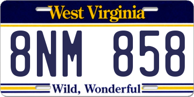 WV license plate 8NM858