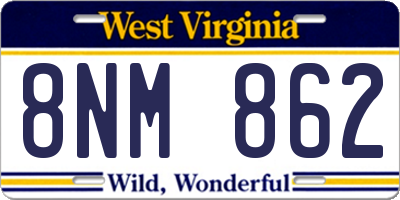 WV license plate 8NM862