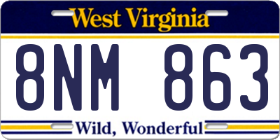 WV license plate 8NM863