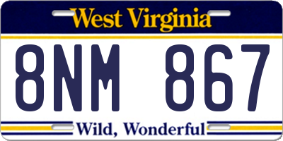 WV license plate 8NM867